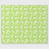 Papier Cadeau Ananas et marguerites vert blanc motif (Plat)