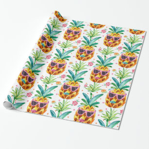 Papier Cadeau Ananas Été En Lunettes Motif
