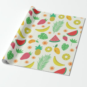 Papier Cadeau Ananas fraise banane pastèque Fruits 