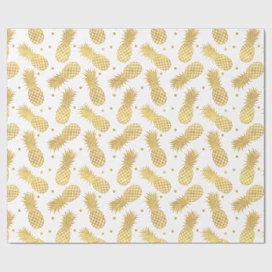 Papier Cadeau Ananas Glitzy en or (Plat)