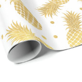 Papier Cadeau Ananas Glitzy en or (Coin rond)