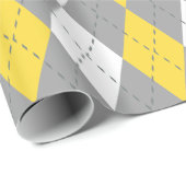 Papier Cadeau Ananas Jaune Charbon Gris Clair XL Argyle (Coin rond)
