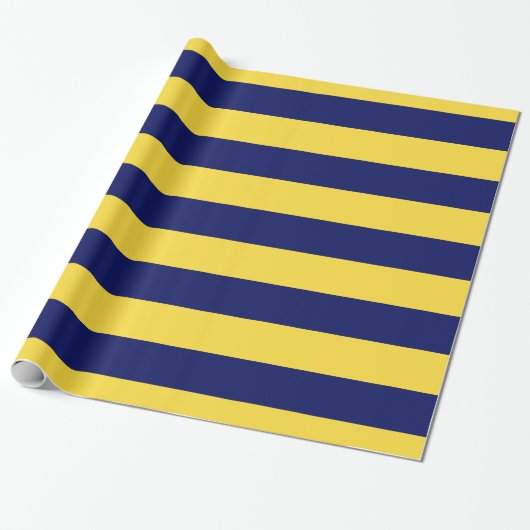 Papier Cadeau Ananas Jaune, Navy Blue XL Stripes Motif V (Déroulé)