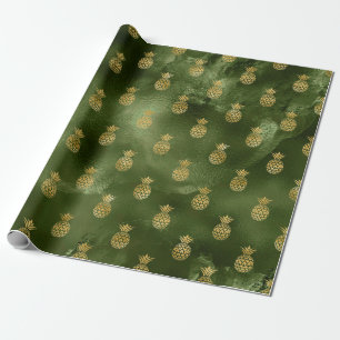 Papier Cadeau Ananas Jaune Vert Jungle Fruit Tropical
