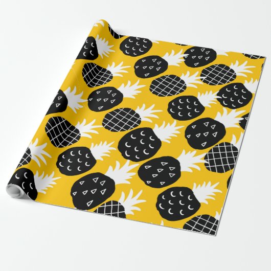 Papier Cadeau Ananas noir (Déroulé)