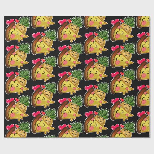 Papier Cadeau Ananas Pizza Love (Plat)