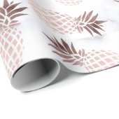 Papier Cadeau ananas rose d'or de marbre blanc moderne élégant (Coin rond)