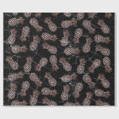 Papier Cadeau ananas rose d'or de marbre noir moderne élégant (Plat)