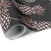 Papier Cadeau ananas rose d'or de marbre noir moderne élégant (Coin rond)