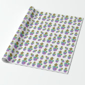 Papier Cadeau Ananas rose violet tropical (Déroulé)