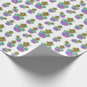 Papier Cadeau Ananas rose violet tropical (Coin)