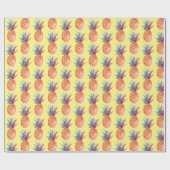 Papier Cadeau Ananas tropical jaune (Plat)