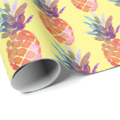 Papier Cadeau Ananas tropical jaune (Coin rond)