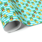 Papier Cadeau Ananas Tropical : Motif de lunettes de soleil Retr (Coin rond)