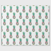 Papier Cadeau Ananas tropical rose et vert (Plat)