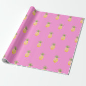 Papier Cadeau Ananas tropicaux d'aquarelle rose (Déroulé)