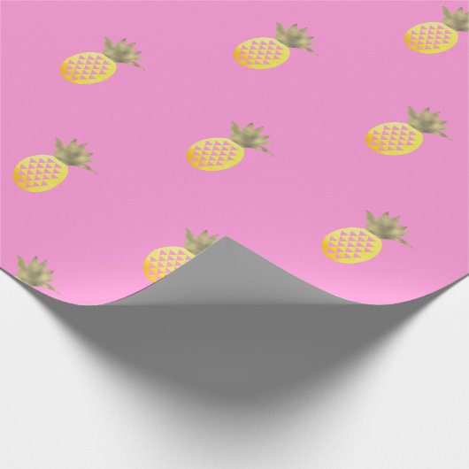 Papier Cadeau Ananas tropicaux d'aquarelle rose (Coin)