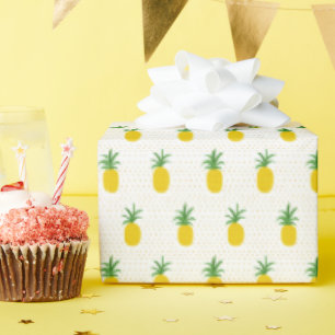 Papier Cadeau Ananas tropicaux d'or