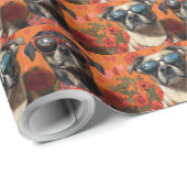 Papier Cadeau Anatolian Berger Coeur Roses Saint Valentin (Coin rond)