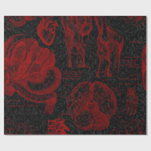 Papier Cadeau Anatomie du Vampyre à motifs Crimson et Damas Noir