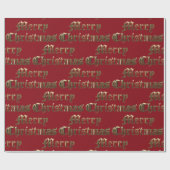 Papier Cadeau Ancien anglais Letting or et rouge Noël (Plat)