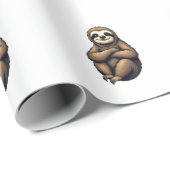 Papier Cadeau Ancien Art de Paresseux Imprimé Graphique Vintage  (Coin rond)