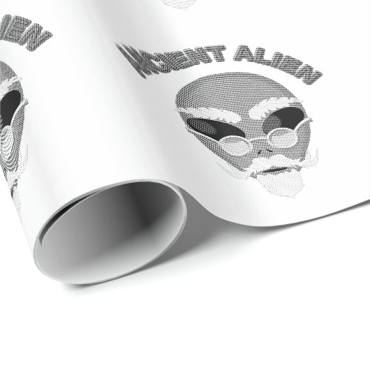 Papier Cadeau Ancien journal en chef Alien (Coin rond)