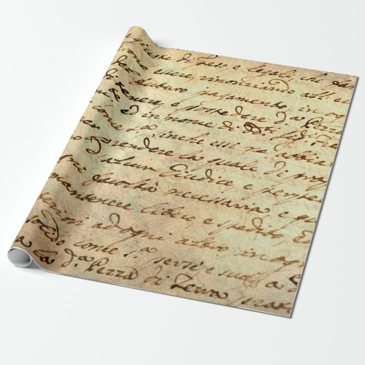 Papier Cadeau Ancien manuscrit du 1700 siècle écrit à l'encre (Déroulé)