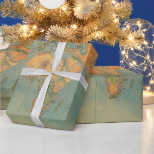 Papier Cadeau Ancien Monde Carburant Maritime Station Routes d'e