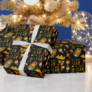 Papier Cadeau Ancien Motif égyptien Hiéroglyphique Arrière - pla