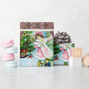 Papier Cadeau Ancien Noël de mode sous l'arbre