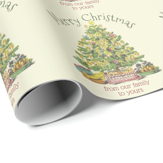 Papier Cadeau Ancien Noël personnalisé (Coin rond)