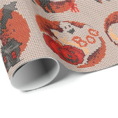 Papier Cadeau Ancien papier croisé Halloween Faux mode (Coin rond)