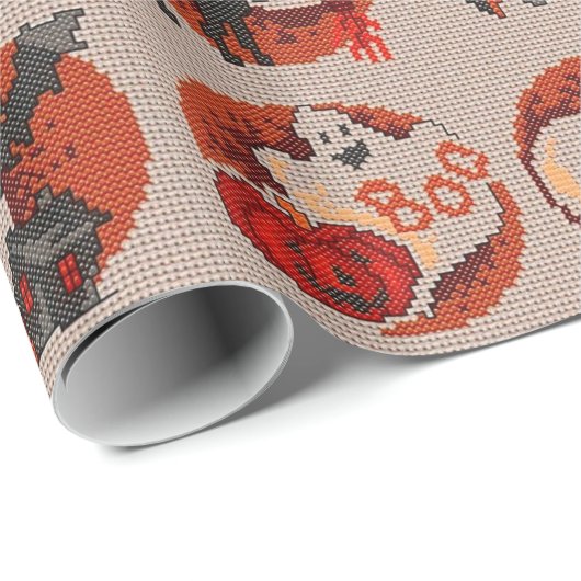 Papier Cadeau Ancien papier croisé Halloween Faux mode (Coin rond)