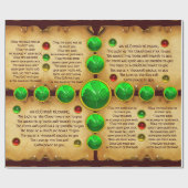 Papier Cadeau Ancien Parchemin de Noël irlandais, Shamrock (Plat)