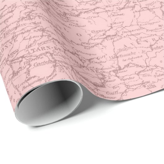 Papier Cadeau Ancien Plan Paris Mauve Lilac Blush Pink Royal (Coin rond)