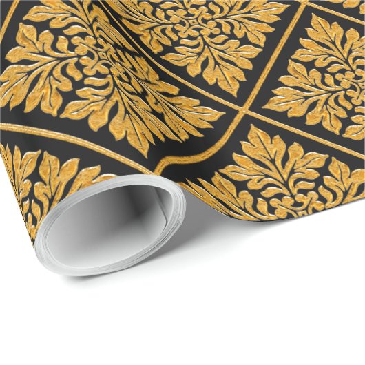 Papier Cadeau Ancien tuile anglaise brillant or brillant (Coin rond)