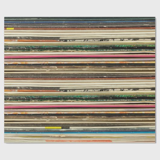 Papier Cadeau Ancienne boîte de disques empilée en oreiller, vi (Plat)