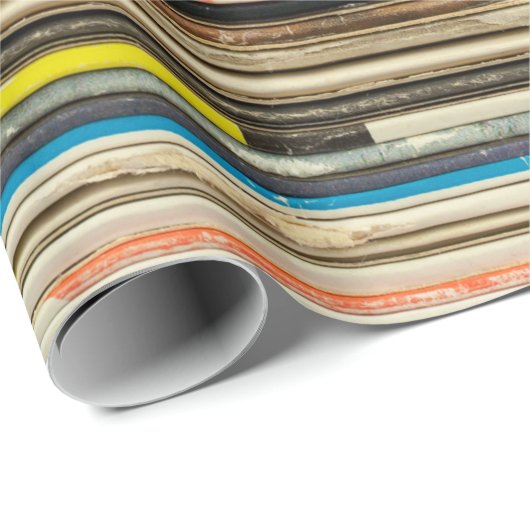 Papier Cadeau Ancienne boîte de disques empilée en oreiller, vi (Coin rond)