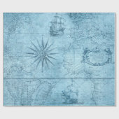 Papier Cadeau Ancienne carte. (Plat)