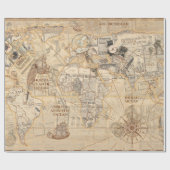 Papier Cadeau ancienne carte (Plat)