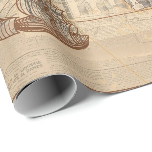 Papier Cadeau ancienne carte (Coin rond)