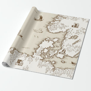 Papier Cadeau Ancienne carte de la mer du Nord, de la Grande-Bre