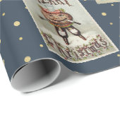 Papier Cadeau Ancienne carte de Noël victorienne (Coin rond)