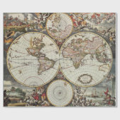 Papier Cadeau Ancienne carte des hémisphères du monde. Créé par (Plat)