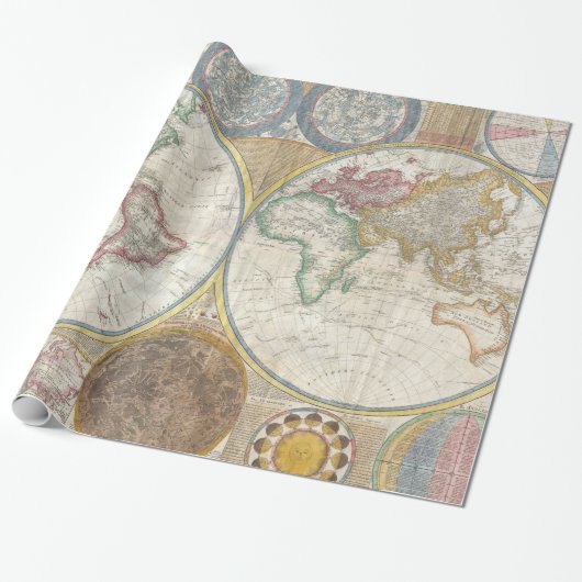 Papier Cadeau Ancienne carte du monde (Déroulé)