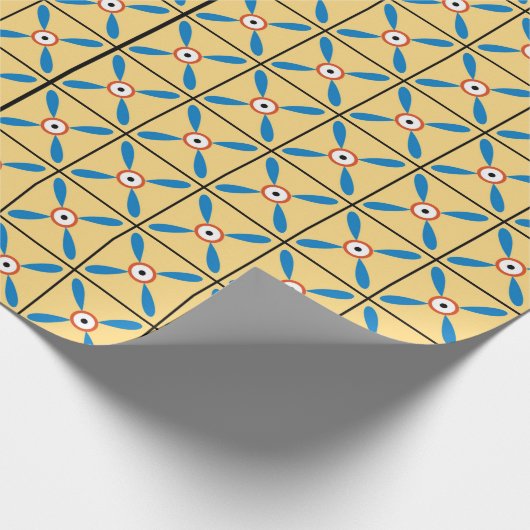 Papier Cadeau ancienne égypte motif floral géométrique arrière - (Coin)