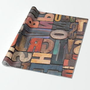 Papier Cadeau ancienne lettrerpresse blocs ing avec encre couleu