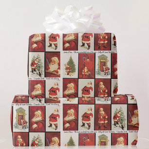 Papier Cadeau Anciennes Cartes de Noël Le Père Noël Personnalise