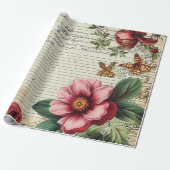 Papier Cadeau Anciennes lettres de fleurs de journal de junk (Déroulé)